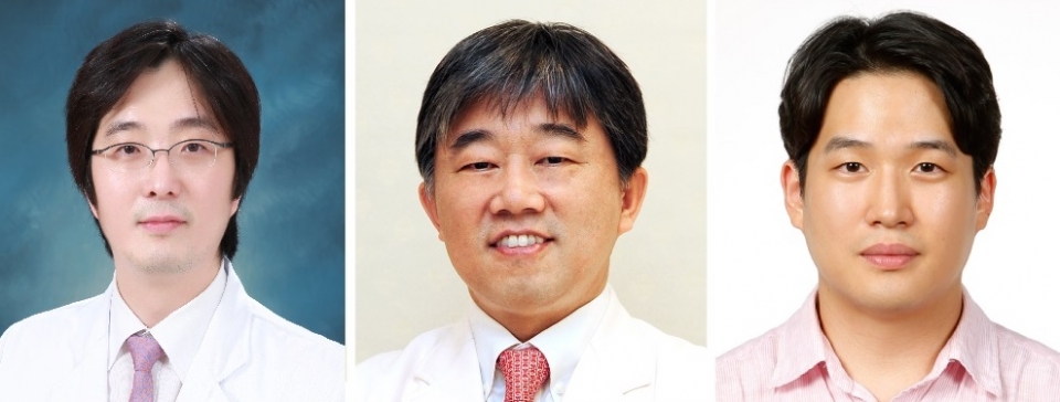 (왼쪽부터) 삼성서울병원 혈액종양내과 이세훈 교수·유전체연구소 박웅양 소장·심준호 연구원