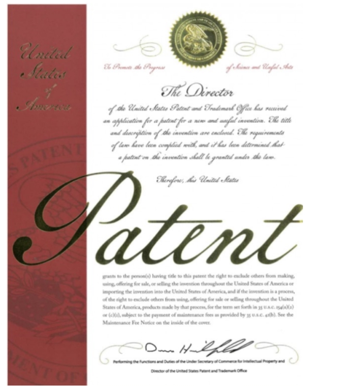 独立バイオ製薬の米国特許証