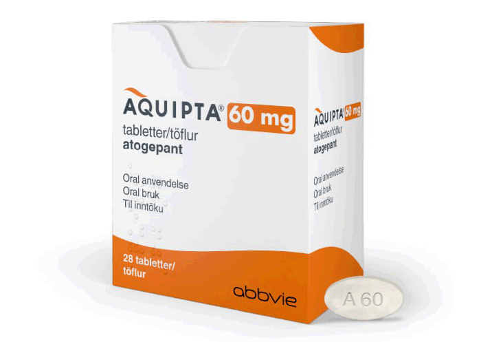 애브비의 편두통 치료제 ‘아큅타(AQUIPTA, 성분명: 아토제판트·Atogepant)’ 60mg.