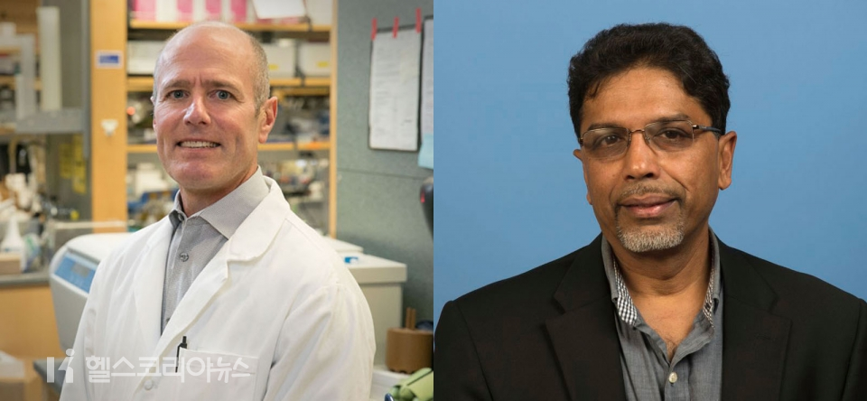 UCLA Drug Discovery Lab 수석 연구원 Varghese John 신경학 교수(왼쪽)와 UCLA 신경과 학과장 S. Thomas Carmichael 박사